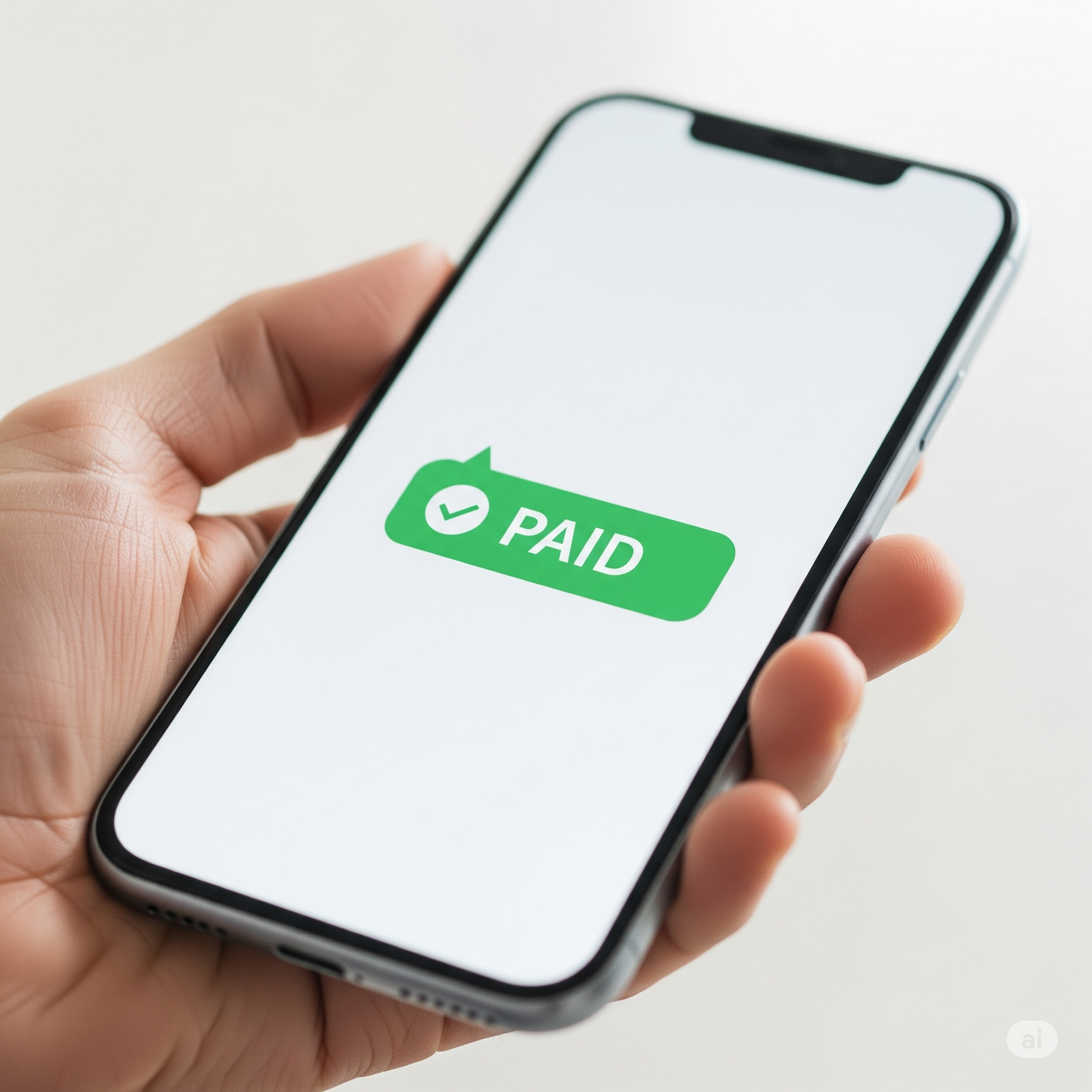 A phone screen showing a 'Paid' confirmation