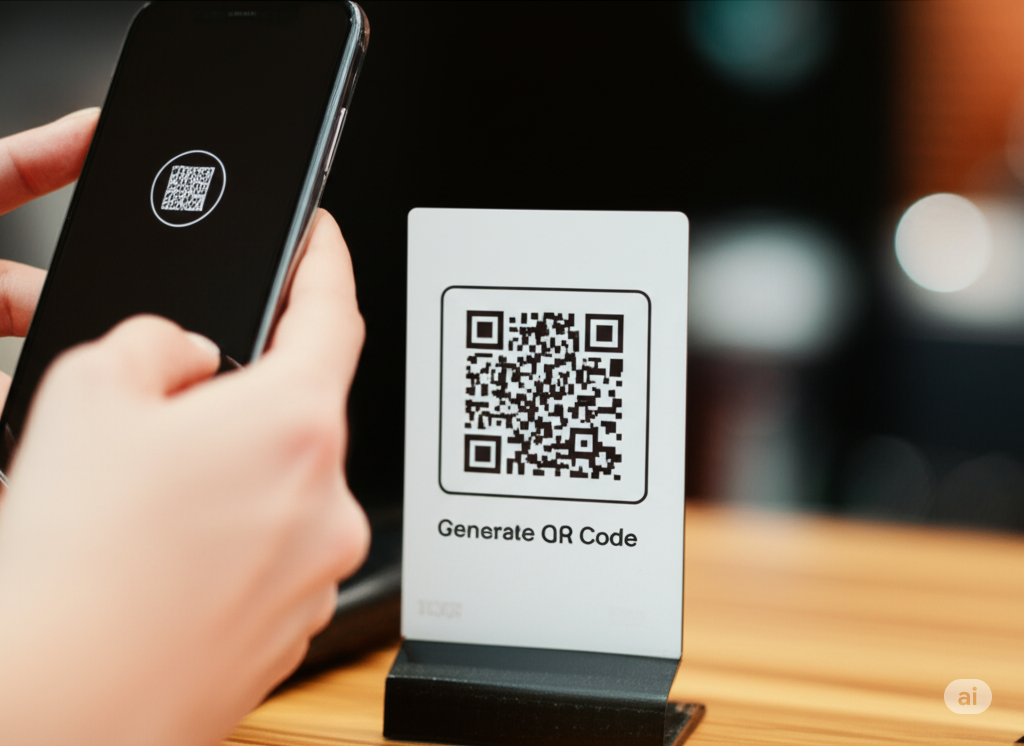 A guest scans a QR code with their phone
